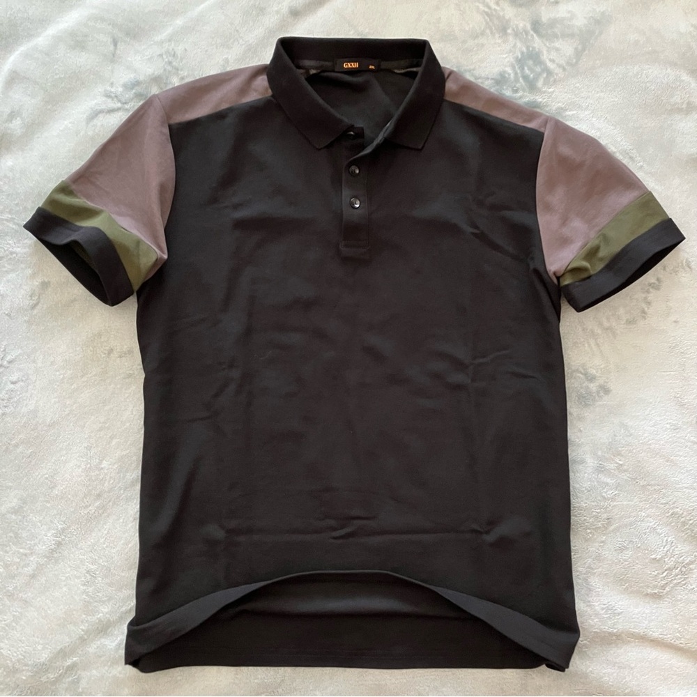 NEW GXXH Stylish Black Polo Shirt Short Sleeve - Picture 4 of 8